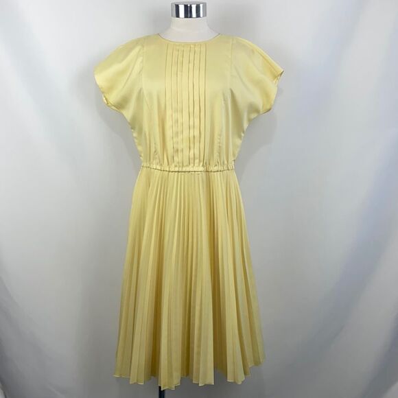 Prada Yellow Pleated MIDI Dress